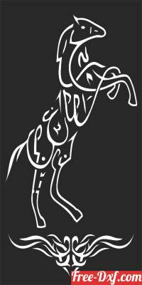 download Horse decorative panel door pattern free ready for cut